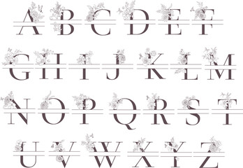 Vector set of Floral Alphabet and Monogram.