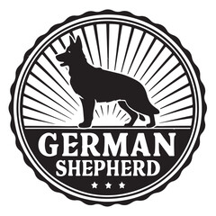 German Shepherd Dog Stamp Vector