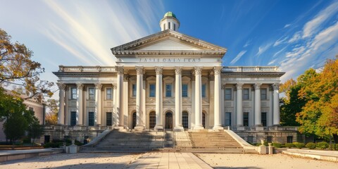Historical, colonial-era government building with tall columns and a domed roof50 generated by AI