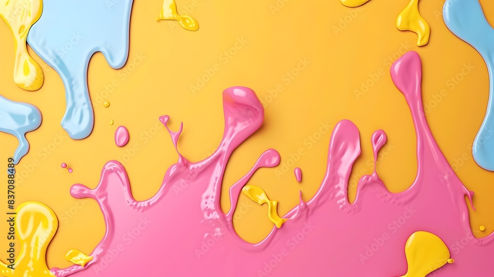 Wall mural vibrant pop art backdrop with neon color splashes for design mock up