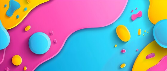 Vibrant Pop Art Inspired Poster Background with Fluid Geometric Shapes and Gradients