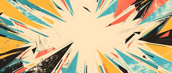 Fototapeta premium Vibrant Retro Geometric Abstract Design with Dynamic Motion and Perspective Lines