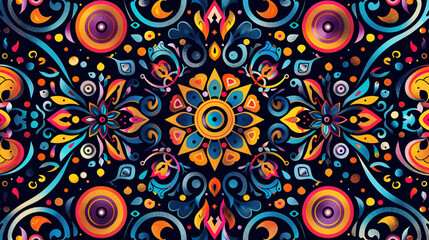 Fototapeta premium Colorful abstract pattern for fabric design with traditional motifs