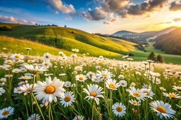 Obraz premium Countryside and nature view with daisies blooming in summer