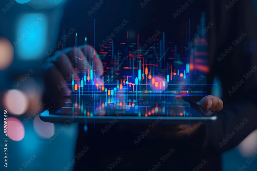 Aufkleber futuristic financial data and market analytics displayed on digital dashboard description this image