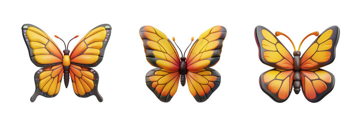 3D cartoon butterfly specimen, suitable for decorative designs and nature-themed promotions isolated on transparent background cutout png