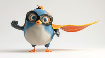 Obraz premium Cute 3D superhero bird with mask and cape