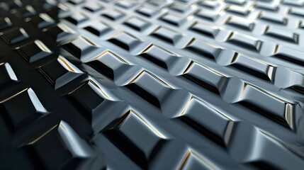 Shiny dark grey  metal tile backdrop. Texture and design. 3D Rendering, Gray metallic industrial grunge background, 3d rendering 3d illustration

