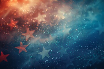 Abstract patriotic USA background with red, white, and blue stars. Ideal for 4th of July, Memorial Day, or Veterans Day themes.