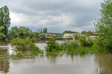 Hochwasser an der Donau / Stadt Straubing / Niederbayern