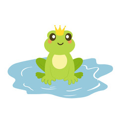 A frog sits in a pond. Vector illustration on white background