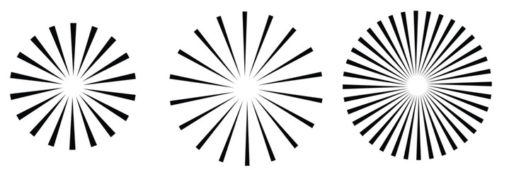 Radial lines, starburst, sunburst element isolated on white