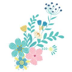 Vector Illustration of Bouquet on the White Background.