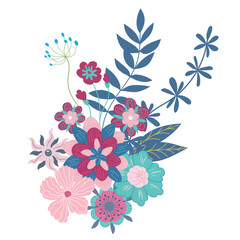 Vector Illustration of Bouquet on the White Background.