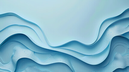 Abstract blue waves with layered textures and subtle water droplets creating a tranquil and soothing visual effect.
