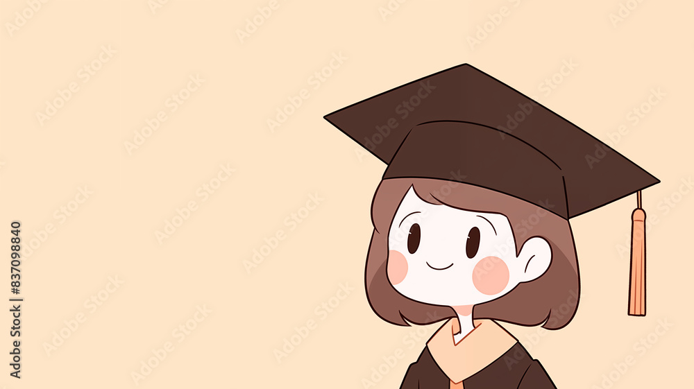 Wall mural hand drawn cartoon graduation girl illustration