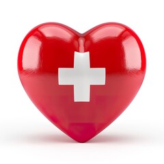 Obraz premium 3d heart with the Switzerland flag on it, white background