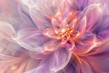 Elegant and Colorful Abstract Flower with Intricate Petals in a Soft and Vibrant Digital Artwork.