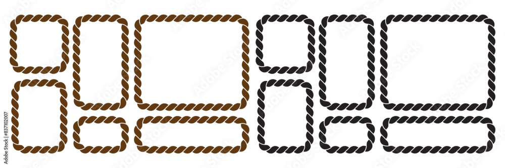 Poster repeating rope set. vector rope frames. decorative rope design element clipart set. 11:11
