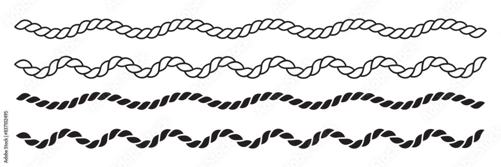 Poster repeating rope set. vector rope frames. decorative rope design element clipart set.