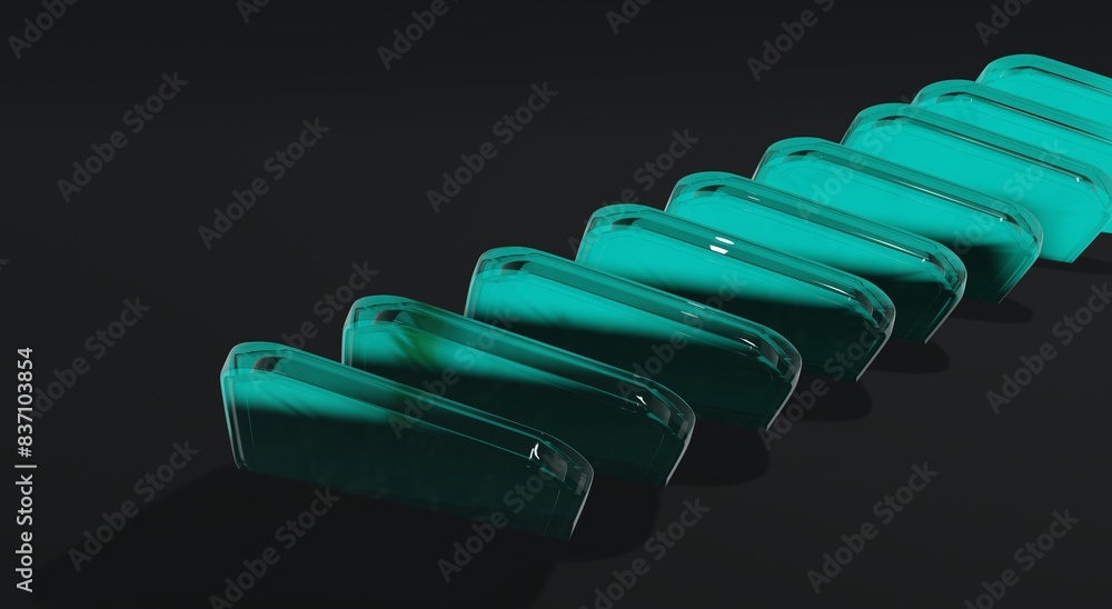 Poster 3d background render of transparent green glass isolated on black background. 3d background rendered