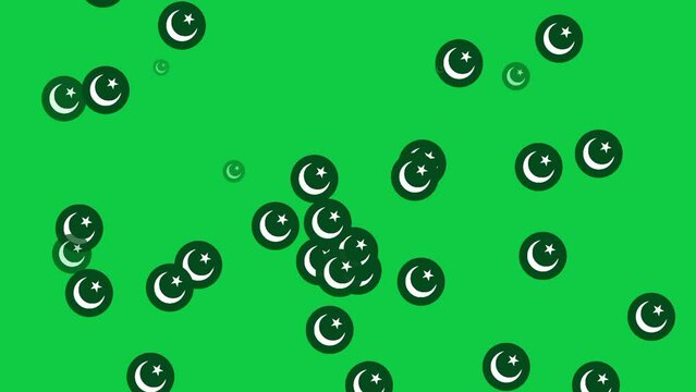 Round pakistan flag pattern isolated on green screen background animation video.