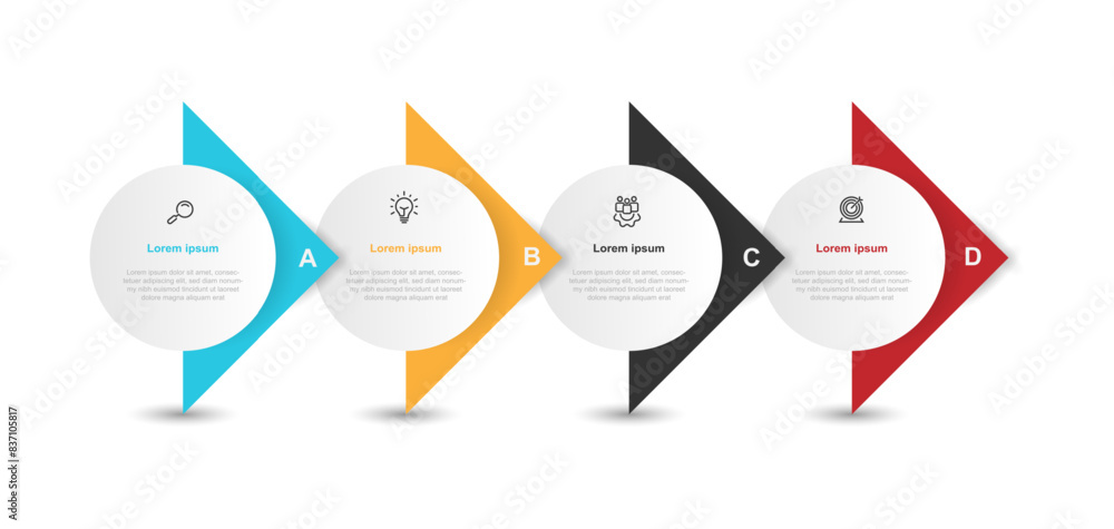 Poster Vector template infographic element with 4 step can be used for workflow, business information, presentation data or web graphic design 