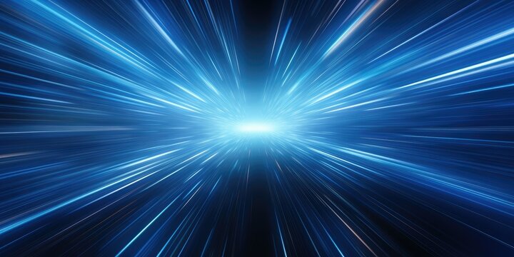 Light speed, hyperspace, space warp in blue background