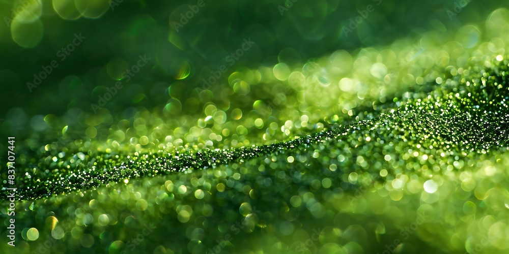 Poster Green abstract background with bokeh defocused lights
