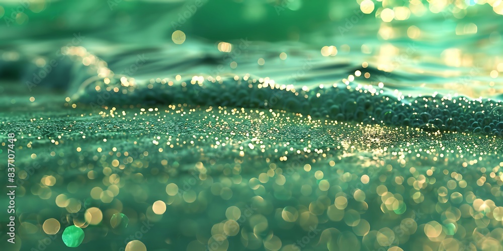 Poster green abstract background with bokeh defocused lights