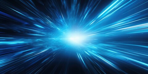 Light speed, hyperspace, space warp in blue background