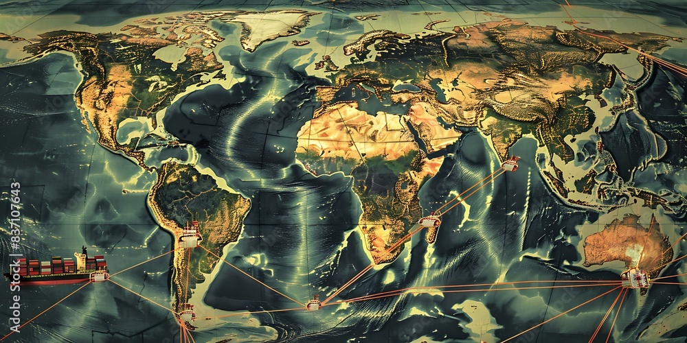 Aufkleber world map as a concept of globalization and world wide web.