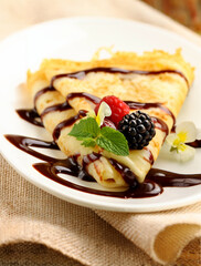 sweet traditional thin pancakes for breakfast