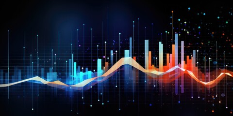 New age of data visualization. graph, points, lines. Data science and visual management design concept 