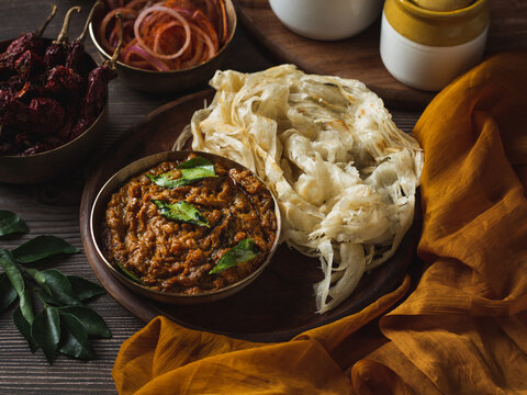 Mushroom gravy with Kerala parotta 