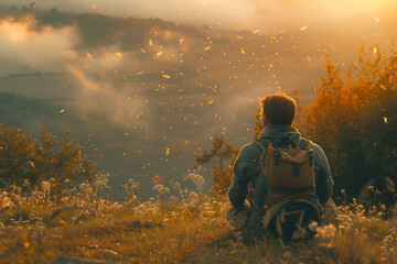 Humans exploring the wilderness, blending seamlessly with the natural surroundings and embracing the untamed beauty of the wild.