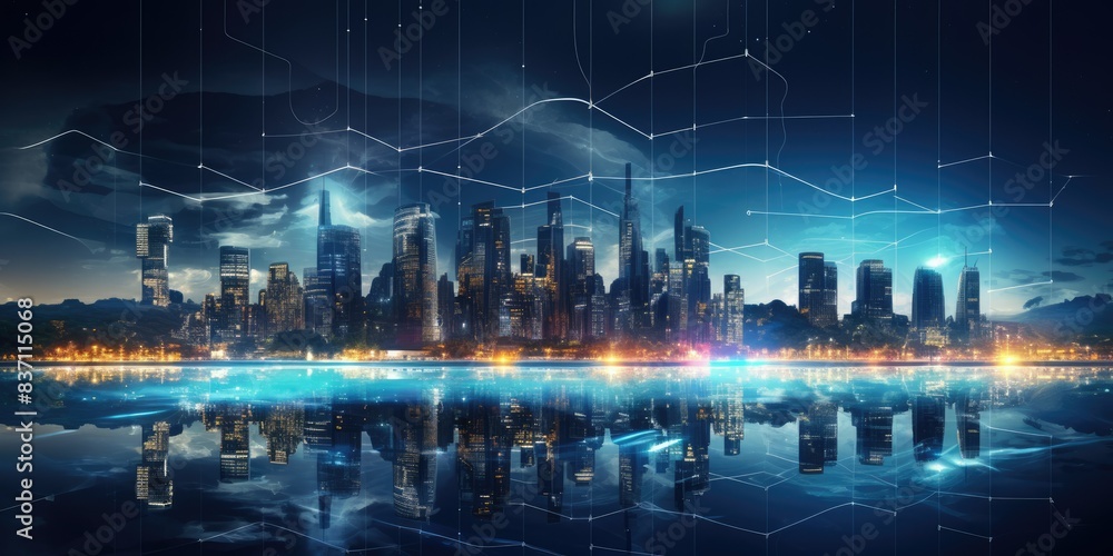 Poster smart digital technology global network connection, buisiness, modern data network internet informat