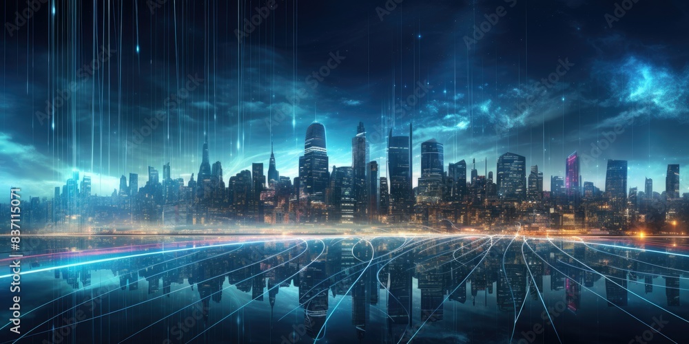 Poster smart digital technology global network connection, buisiness, modern data network internet informat
