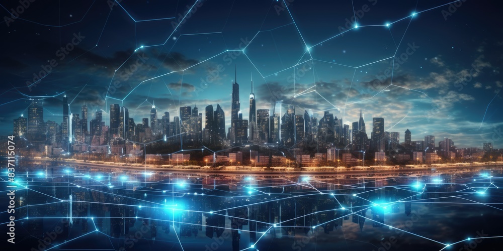 Poster smart digital technology global network connection, buisiness, modern data network internet informat