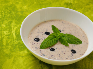 Blueberry with yogurt smoothie in bowl