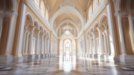 Obraz premium Beautiful Luxury Elegant wedding hall: romantic wedding ceremony in Renaissance Interior