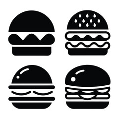 Set of Burger vector icon design on white background	