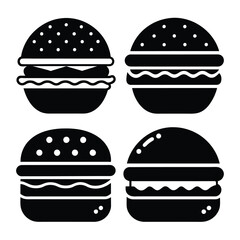 Set of Burger vector icon design on white background	