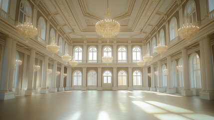 Fototapeta premium Beautiful Luxury Elegant wedding hall: romantic wedding ceremony in Renaissance Interior