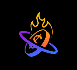 Money fire burn logo icon template. Vector of money and coins combined with fire