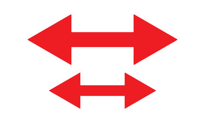 Double ended red arrow vector design for website, app and logo design. Dual sided red arrow vector, icon, silhouette design. Vector illustration of duel side arrow.