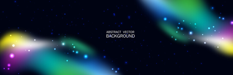 Abstract Colorful Galaxy Background with Defocused bright Gradient, Spots and highlight. North Lights. Stylized Universe and Polar Lights.