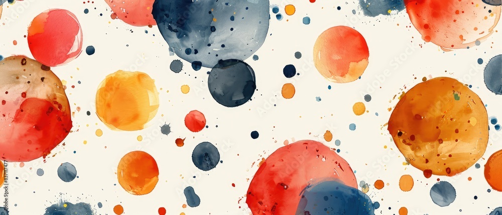 Poster watercolor backdrop with abstract geometric patterns and colorful brush strokes