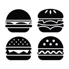 Set of Burger vector icon design on white background	