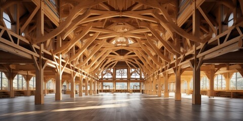 Naklejka premium wooden hall and center architecture background 